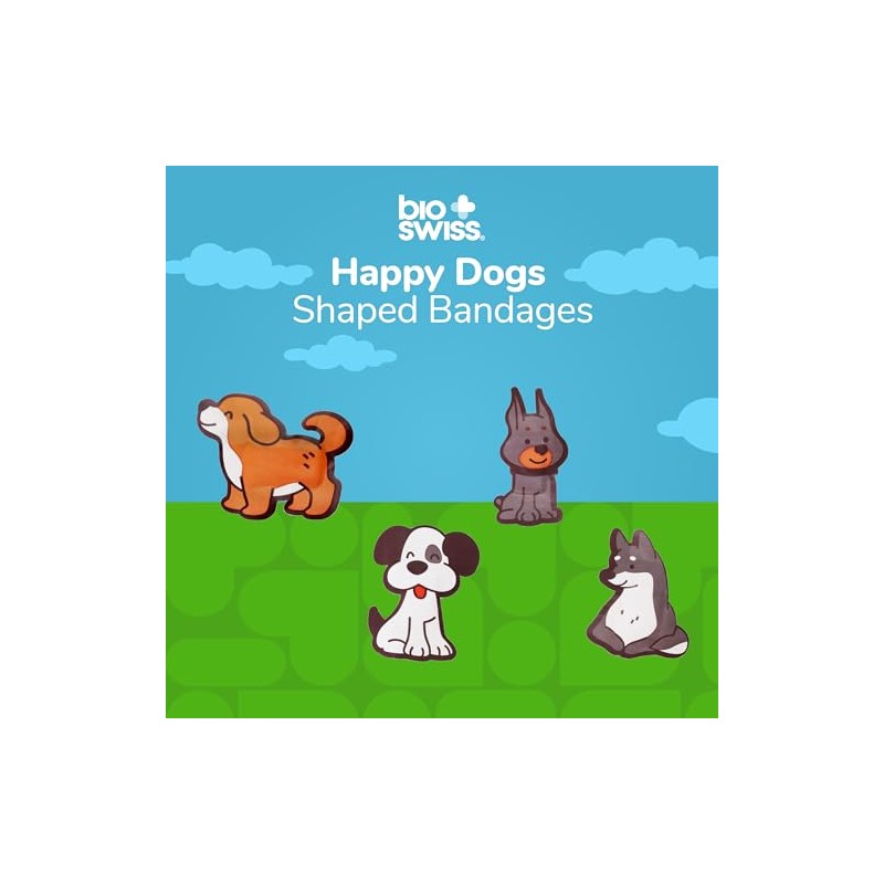 BioSwiss Vendas, vendas autoadhesivas con forma de perro feliz, cuidado