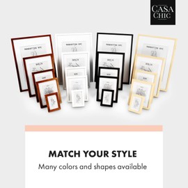 Casa Chic Square Picture Frames, 28x28 cm Photo Frame, Standing/Wall Mounted Photo Frames For Home & Office, Vertical/Horizontal Display, Real Glass & Wood, Passepartout Poster Frame, Picture Frame