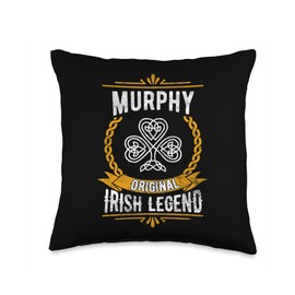 Murphy Irish Legend Vintage Shamrock Family Name Throw Pillow