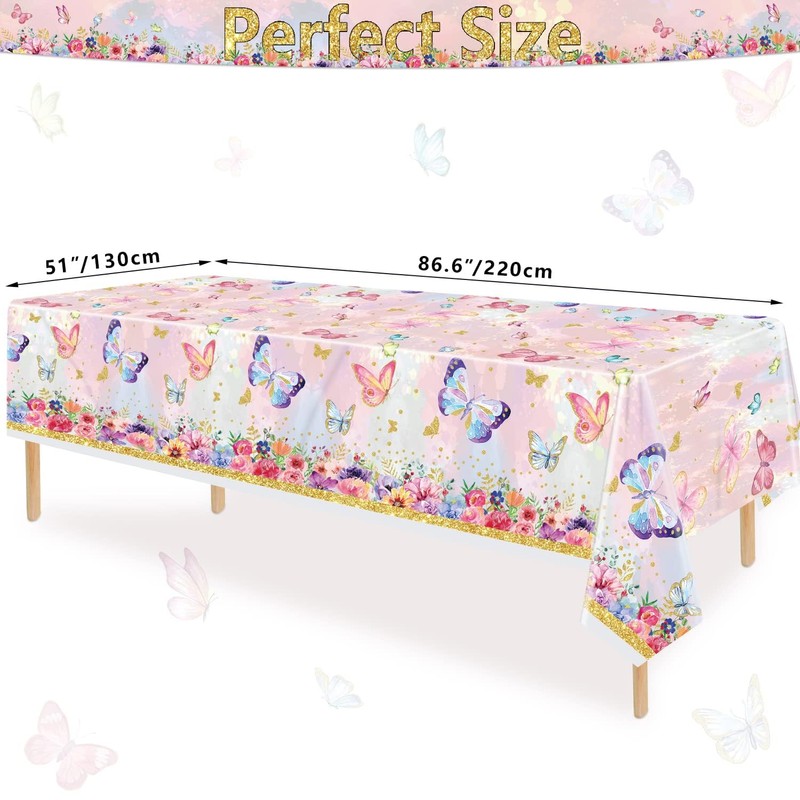 XJLANTTE 4 PCS Butterfly Birthday Tablecloth Decor Butterfly Plastic Table