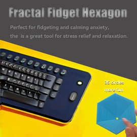 Fractal Fidget Hexagon, Kinetic Desk Spinning Toy, 35 Circles、5.9x6.69in, Used for Anxiety Disorder ADHD, Adult Office Visual Illusion fingertip Toys, 1 pc (Purple Gold)