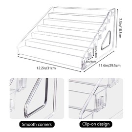 Trading Card Display Stand, 7-Tier Greeting Card Display Stand, 12 in Acrylic Portable Versatile Display Rack Holder for Graded Cards, PSA Cards,Sports Cards, Business Cards