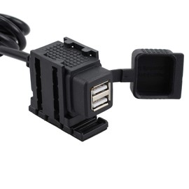 eSynic Motorcycle USB Charger Double Socket 2.1A/1.0A Universal USB Power Supply Port Fit 12V/24V Waterproof USB Power Supply Port Motorcycle Bicycle Charger Socket