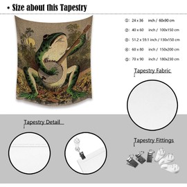 Boho Wall Decor Orange Frog Tapestr Vintage Hanging with Playing Banjo Wall Aesthetic Tapestry for Bedroom Living Room Dorm