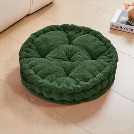 Deconovo Floor Cushions, Meditation & Yoga Sitting Pillows, Round & Square Cushion for Window Seat, Bench, Chair, Reading Nook, Soft Indoor Floor Pillows, Olive Green, Round/22x5.1 Inch