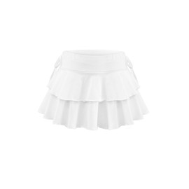 Ecolala Girls Summer Tennis Skirts Athletic High Waisted Ruffle Mini Skirts with Shorts White 9-10Y