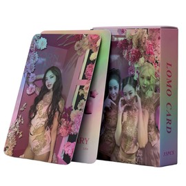 UENXRXE Black Pink, Korean Female Star BP Photocards, Photocard Holder, K-Pop Trading Cards, Album with Postcard Box for Fans Kpop Merchandise Gift Set (7th Anniversary)