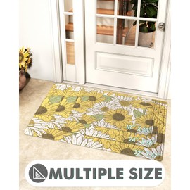 LUMI Floral Pattern Outdoor Mat, All Weather Non-Slip, Rubber Base Door Mat, Water Resistant for Front Doors, Patios, Garden, Yard Outdoor Decor, 23.5"x35.4", Sunflower