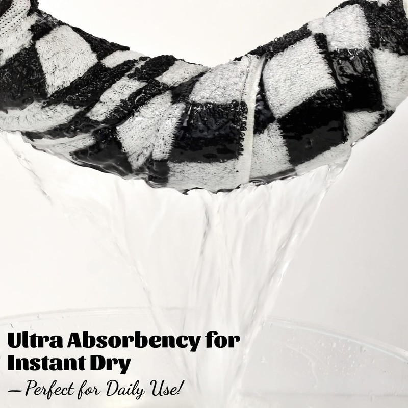 Black and White Towels Set of 8, Cute Checkered Towels