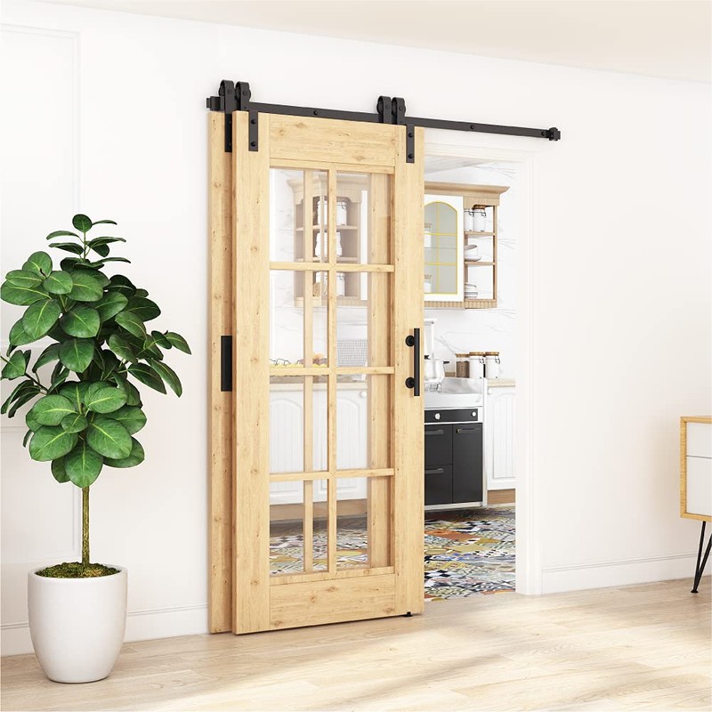 ZEKOO 5 FT Bypass Barn Door Hardware Kit, Single Track,