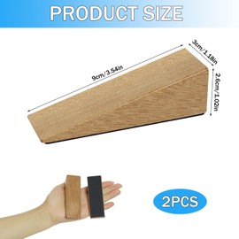 2Pcs Door Stoppers Wooden Door Wedge Non Slip Fixed Stop Base with Mat Door Holder Natural Beech Wooden Wedge Set Heavy Duty Doorstop for All Types of Home Bedroom Kitchen Office Doors Furniture