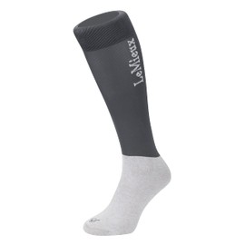 LeMieux My Competition Horse Riding Socks in Grey with Closely Woven Foot, Topside Seam and Micro Weight Stretch - Twin Pack - Small