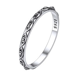 ChicSilver 925 Sterling Silver Ring 2mm Retro Vine Stacking Rings Eternity Wedding Band for Women Size 5