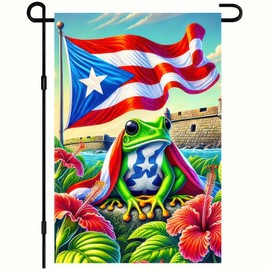 BlissYard Coqui Frog Puerto Rico Garden Flag American Flag 12x18 Inch Double Sided Spring Summer Frog Yard Flags Outdoor Banner For Home Decoration Yard Small Flag For Outside Holiday Seasonal