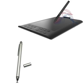 BoxWave Stylus Pen Compatible with Gaomon M106K Pro - DualTip Capacitive Stylus, Fiber Tip Disc Tip Capacitive Stylus Pen - Metallic Silver