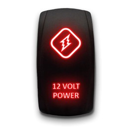 12 Volt Power - Red - Stark 5-PIN Laser Etched LED Rocker Switch Dual Light - 20A 12V ON/Off
