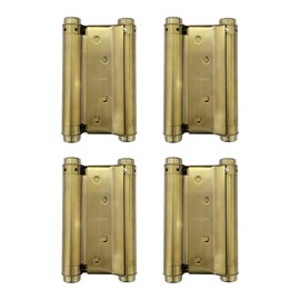 4Pcs 2 Pairs 5" Double Action Spring Hinge Stainless Steel Cafe Saloon Door Swing Self Closing Brass with Screws