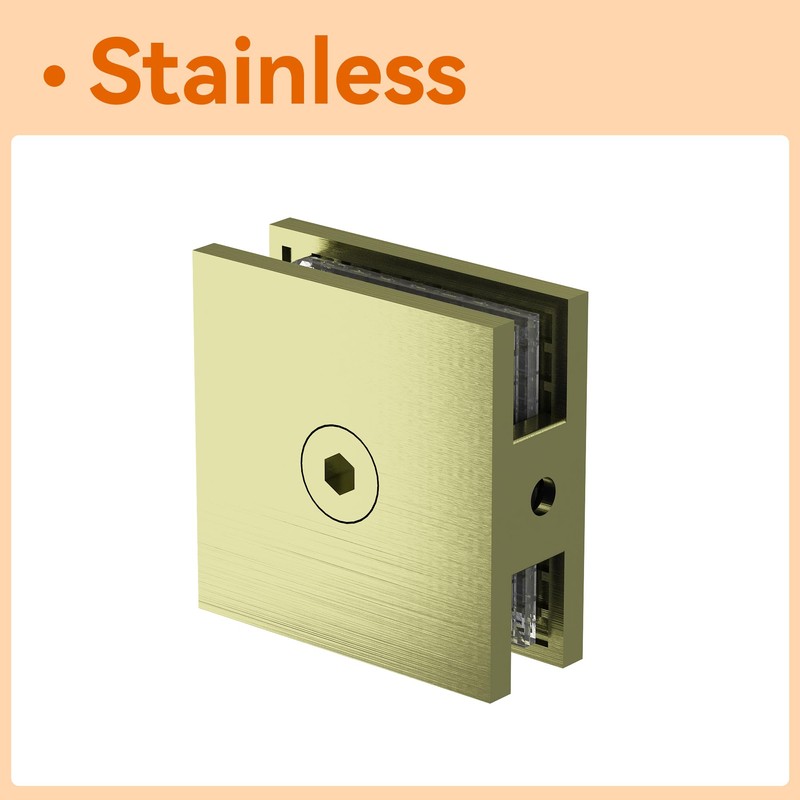 Bathlink Brushed Gold Glass Clamp for Bathroom, 2PCS Shower Glass