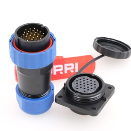 SD28 26Pin Square DRRI Flange Waterproof IP68 Aviation Quick Disconnect Bulkhead Plug Socket with Screws for Industrial Control Systems