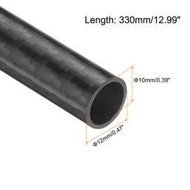 MECCANIXITY 1 Pcs Carbon Fiber Tube 10 x 12 x 330mm Glossy Surface Rod 3K Roll Wrapped Pure Carbon Round Tubing for RC Airplane Multicopter