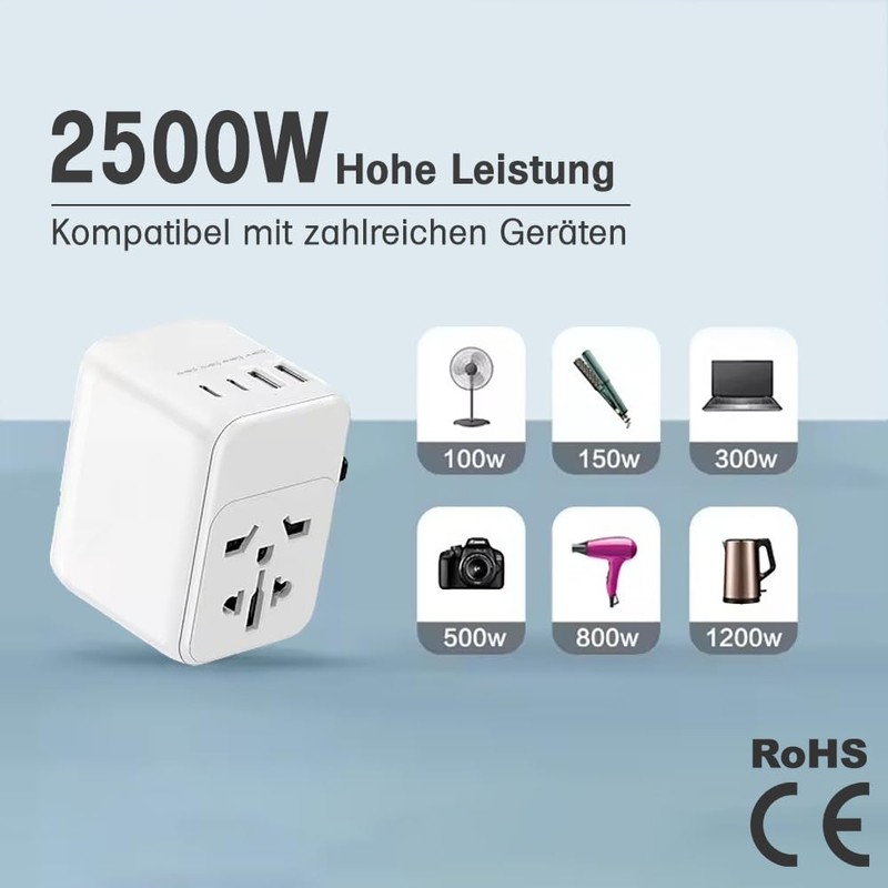 Offgridtec Universal Travel Adapter Worldwide 2X USB-A and 2X USB-C