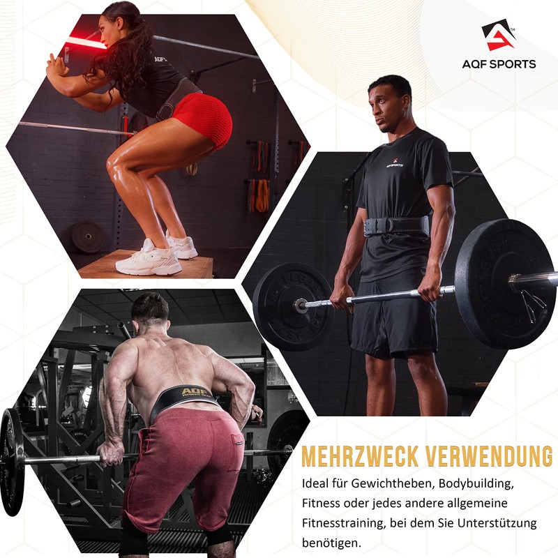 AQF Leather Weight Lifting Belt Body Building Fitness Gym Back
