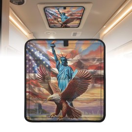 Darisoco American Flag Camper/RV Roof Fan Vent Insulator 16.54"x16.54" Foldable RV Blackout UV Rays Skylight Window Cover Fits Standard 16”Travel Trailer/RV Roof Vents
