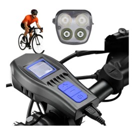 Lámpara y Velocímetro Bicicleta LED 5000 Lumens USB Claxon Negro