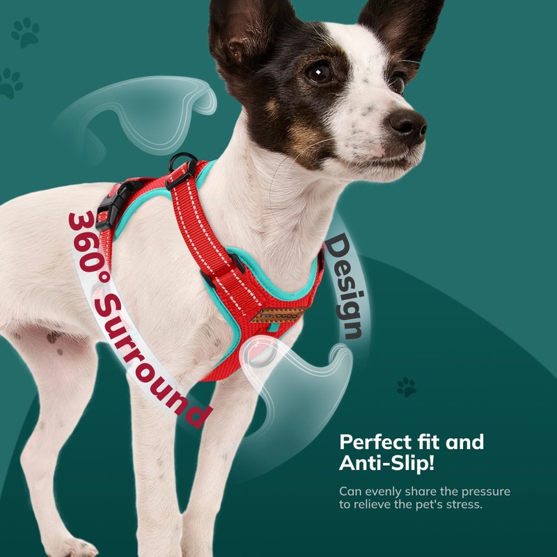 FAYOGOO Dog Harness Medium, No Pull Vest Harness with 2