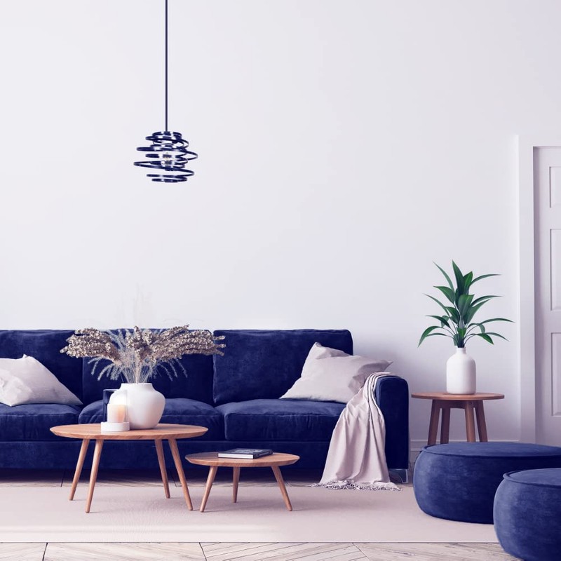 Modern Designer Dark Navy Midnight Blue Gloss Metal Double Ribbon