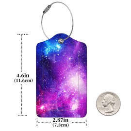 2 Pcs Luggage Tags for Suitcase, Cute Unique PU Leather Travel Bag Tag with Privacy Cover ID Label Address Card and Durable Metal Ring Suitable for Men Women Children Backpack,Purple Star River