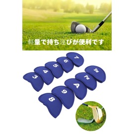 YFFSFDC Golf Iron Cover Head Cover 10-Piece Set (3-9, A, Pw, Sw) Numbered Protective Cover Royal Blue