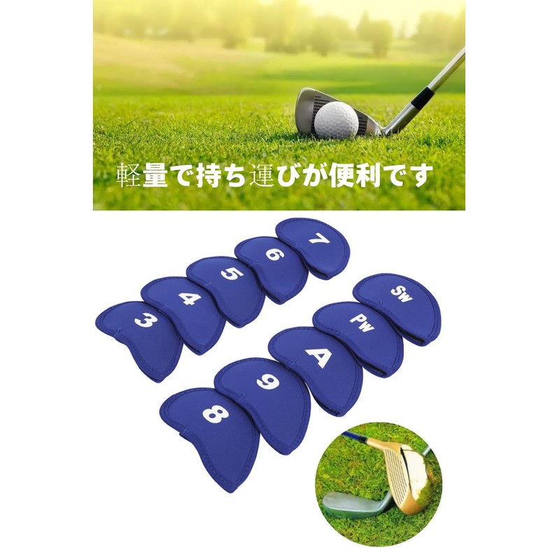 YFFSFDC Golf Iron Cover Head Cover 10-Piece Set (3-9, A,