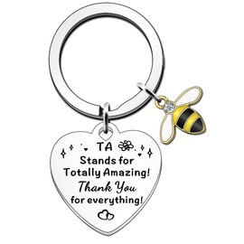 JETTOP TA Gifts Teaching Assistant Gifts Bee Keyring Thank You Teacher Assistant Gift for Women End Of Term Leaving School Gifts