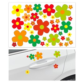 KVAEY Flowers Car Stickers Set, Self Adhesive Daisy Flower Label Stickers for Car Body Mirror Window, Waterproof Hippie Stickers for Car Scooter Laptop Decoration, Car Accessories (Style M)