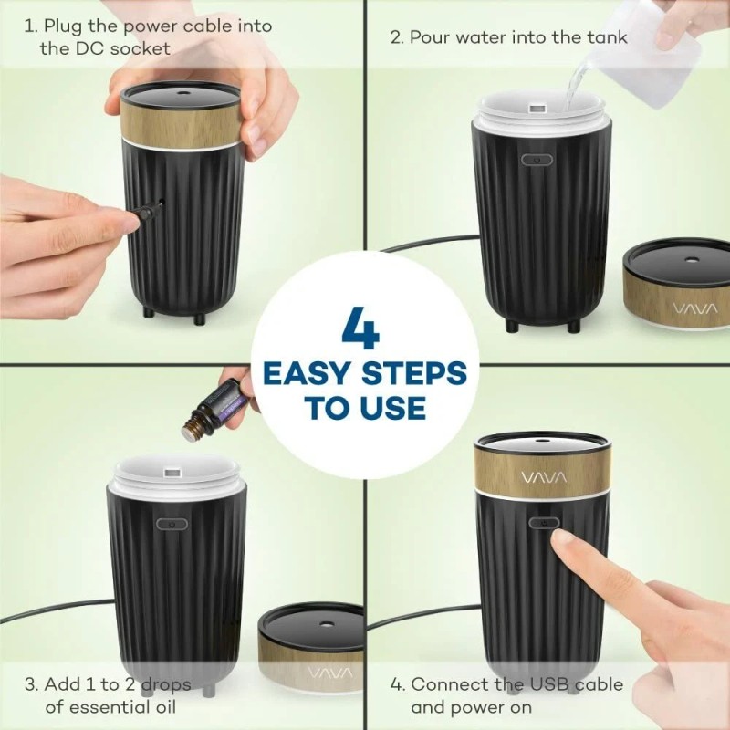 VAVA Car Essential Oil Diffuser 60ml Portable USB Aroma Diffuser