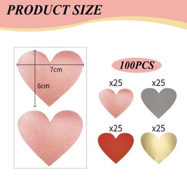 LSYYSL 100 Scratch Card Coated Stickers, Heart Stickers, Creative Stickers, Fun Stickers