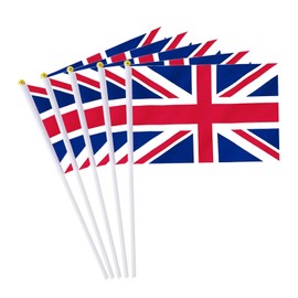 20 Pack Small UK Flags on Stick Mini Handheld United Kingdom Flag for Parades, Independence Day and Patriotic Events 5x8 Inch Durable Weather-Resistant Flags with 12 Inch Sticks(UK)