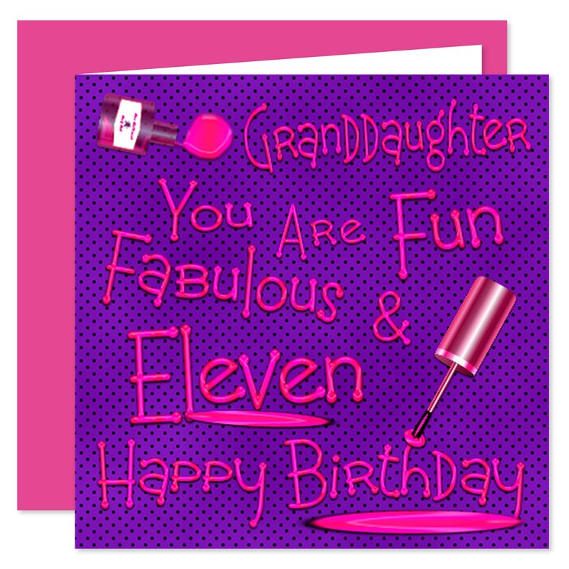 Granddaughter 11th Happy Birthday Card - Naughty Nails Design -