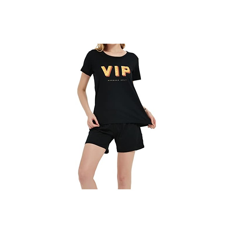 In One Clothing Women's Short Pyjamas 100% Cotton with Motif