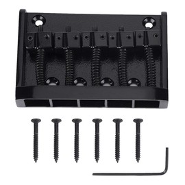 Metal 5 String Guitar Saddle Bridge Plate Electric Bass Bridge Tailpiece Replacement Accessory(Black)