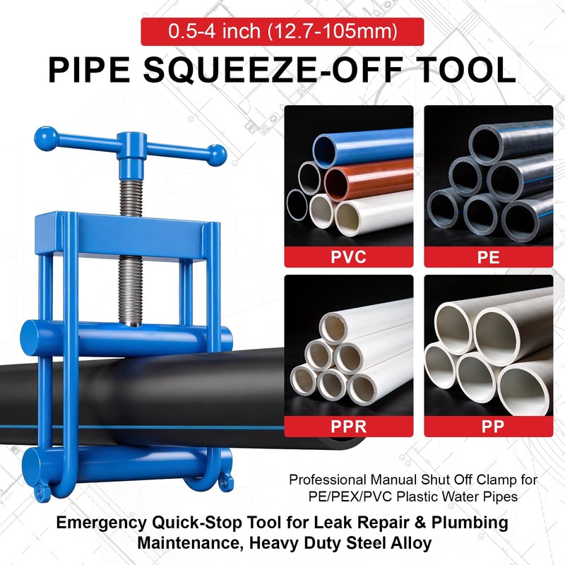 Alwalkee Water Shut Off Tool, 0.5-4 Inch Emergency Pipe Squeeze