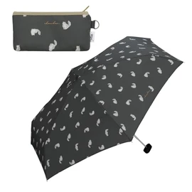 Wpc. 7409-171-002 Rain Umbrella, Folding Umbrella, Cats, Mini, Charcoal, 19.7 inches (50 cm), For Both Sunny and Rainy Weather, Cats, Compact, Convenient to Carry, Storage Bag, Pouch Type, Adult Cute