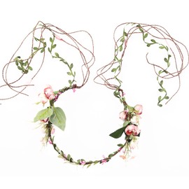 Corona de flores para niña, diadema floral para boda, diadema para mujer, fiesta de pelo, accesorio de fotos (FC00 corona de flores rosas)