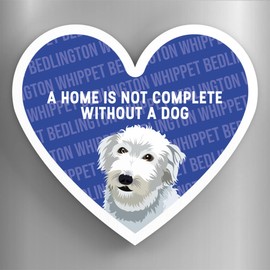 Global Designs Bedlington Whippet Home Without A Dog Katie Pearson Artworks Heart Shaped Wooden Magnet