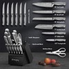Knife Set, Emojoy 15-Pcs Kitchen Knife Set with Block and