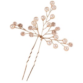 Pack of 2 Hair Accessories, Pearls U-Shaped Clip, Wedding Hair Clips, Crystal Hair Pins, Bridal Jewellery, Headpiece for Hair, for Party, Prom, Wedding, Dinner, Communion Banquet, Rose Gold