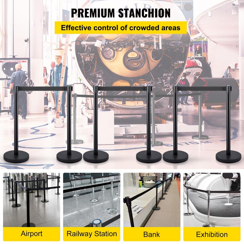 Happybuy 6 - Pack Crowd Control Stanchions with 3PCS 6.5FT