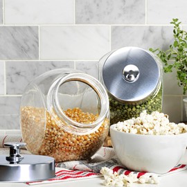 Glass Cookie Jars for Kitchen Counter (3 Pack) 75oz Food Storage Canisters with Airtight Lids + Marker & Labels, Coin & Penny Jar for Candy Buffet, Coffee, Laundry Detergent Holder