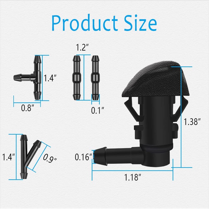 Windshield Washer Nozzles Kit, Front Windshield Spray Nozzles Wiper Spray